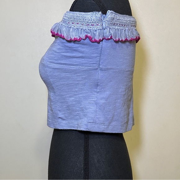 Free People Purple Float On Ruffle Off The Shoulder Crop Tube Top Lace Trim Boho - Picture 3 of 12